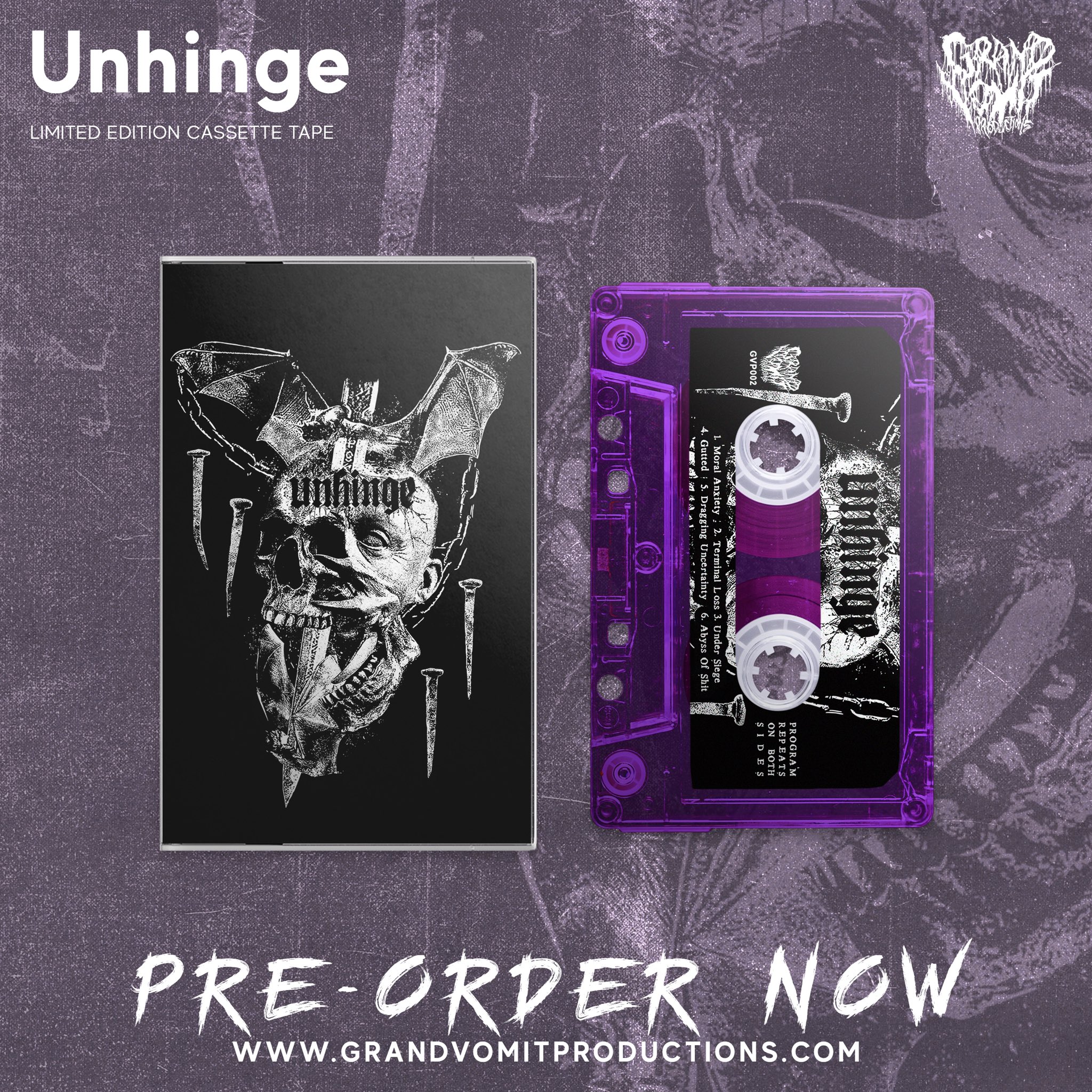 Grand Vomit Productions on Twitter "UNHINGE self titled cassettes are