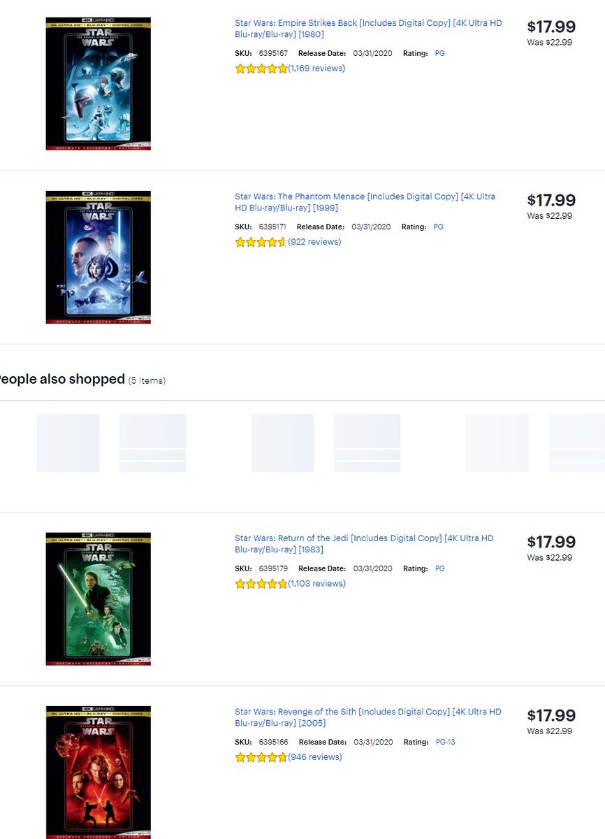 Wario64 в X: „Star Wars 4K UHD movies also $17.99 each at Best Buy