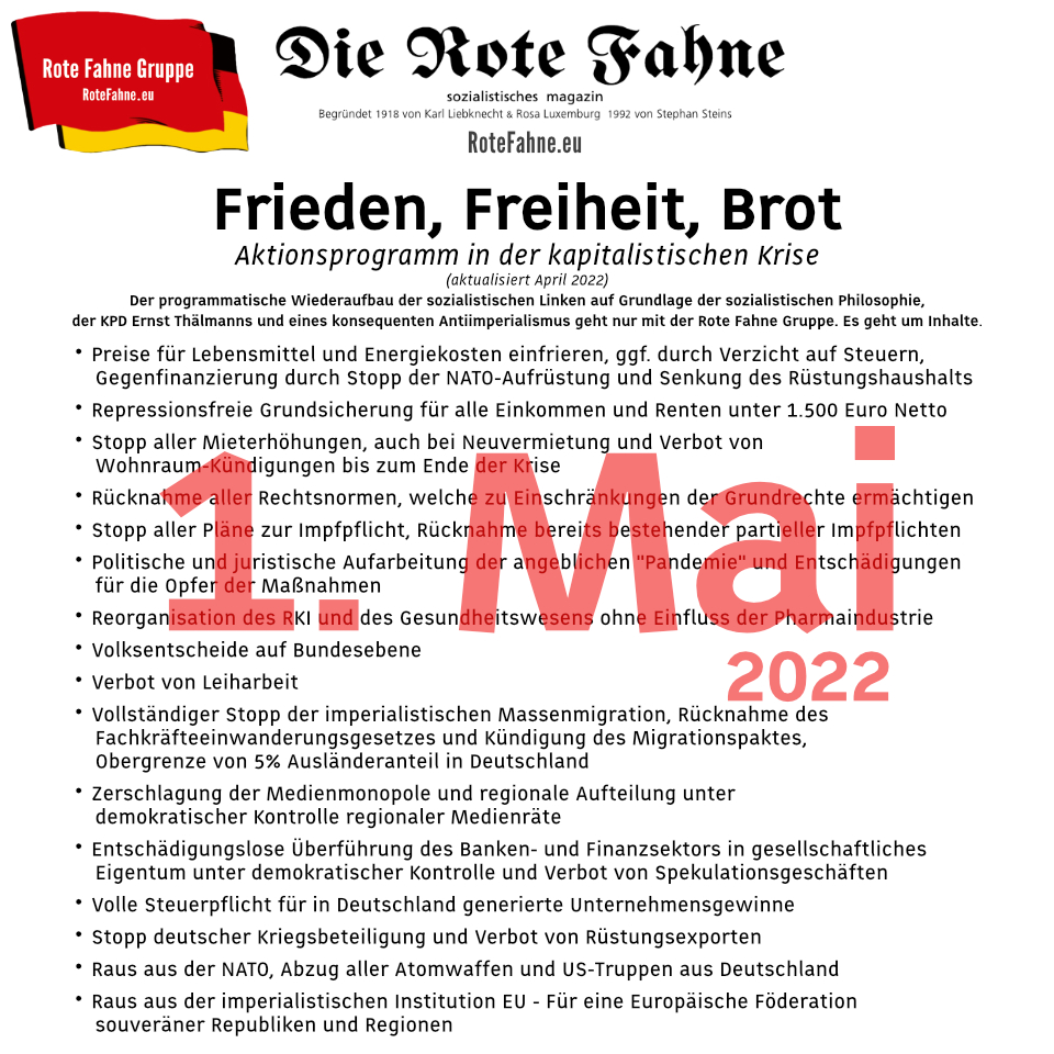 1. Mai Frieden, Freiheit, Brot - Aktionsprogramm in der kapitalistischen Krise