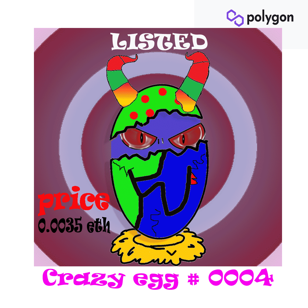 NFTSEGGWORLD's tweet photo. listed crazy egg # 0004 
eggworldnfts
°Collectible NFT
°Roadmap Ongoing 🚀
°1/1 NFT On Opensea
°100% Handmade
°Phase 2 13/250 NFT
°Polygon Blockchain (No gas fee)
https://t.co/5dtKvVILLM .   #NFT #NFTs #NFTCommunity #NFTGiveaway #NFTProject #NFTartist #OpenSeaNFT #NFTdrop #nftart https://t.co/4TL5KHHdb4