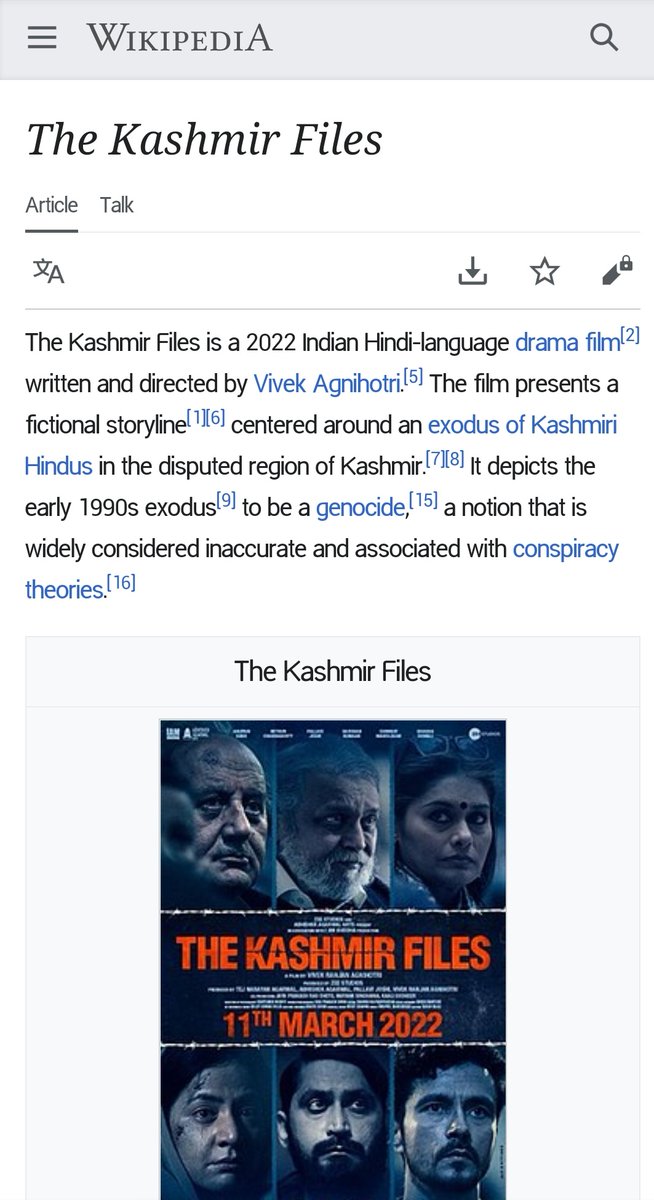 BarnwalAnand's tweet photo. See how this minority appeasement politics looks like. Even Wikipedia is involved in it.
Facts will never Change no matter how much u people try to fictionalize it.
#SupportTheKashmirFiles 
#HellWikipedia https://t.co/fCEYHAXKGn