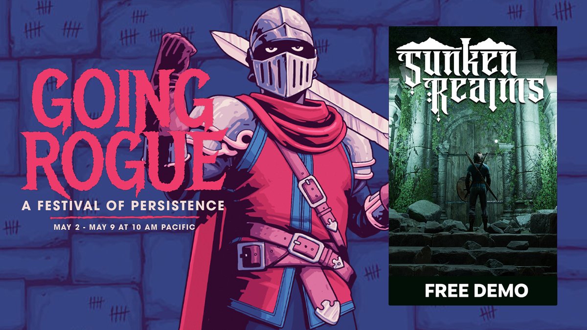 MagicPuncher's tweet photo. Woot woot! I was invited to participate in #goingrogue, an upcoming #Steam Festival specifically for #roguelike and #roguelite games. Really excited to finally share a #demo of my upcoming game #sunkenrealms with the world. The party starts Monday. #indiegame #solodev #unreal https://t.co/9B0C7ozJtp