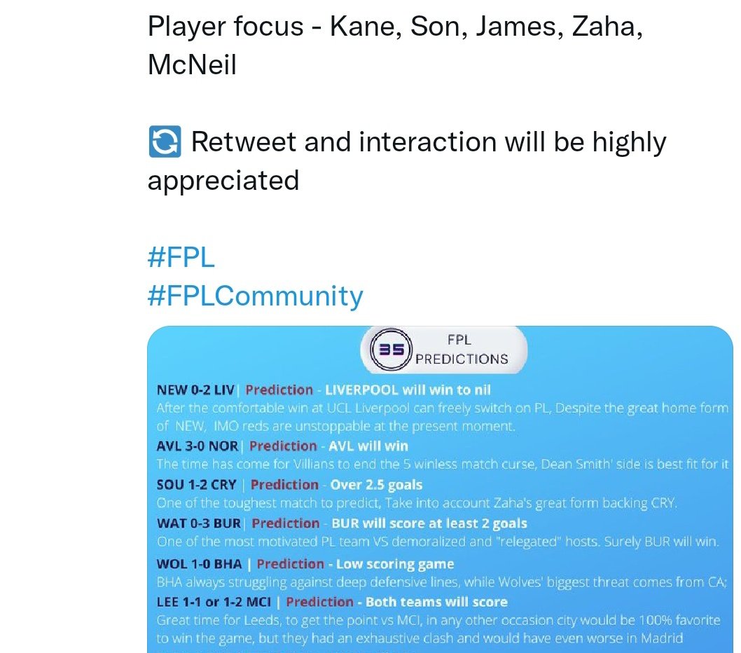 predictions_fpl's tweet photo. Sum up my GW 35, Match day 1 predictions 🎯

✅ Exact result for SOU vs CRY 💯
✅ Win for Liverpool
✅ Win for Aston Villa
✅ Away win for Burnley
❌ Leeds
❌ Wolves

#FPL 
#FPLCommunity 
#Fplpredictions https://t.co/t40jRSMeYZ