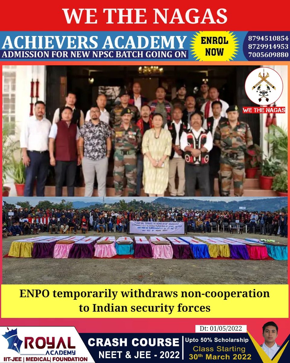 WeTheNagas's tweet photo. ENPO temporarily withdraws non-cooperation to Indian security forces.
Read more at:
https://t.co/T2Og91mSpv https://t.co/oBJ7KXF7kA