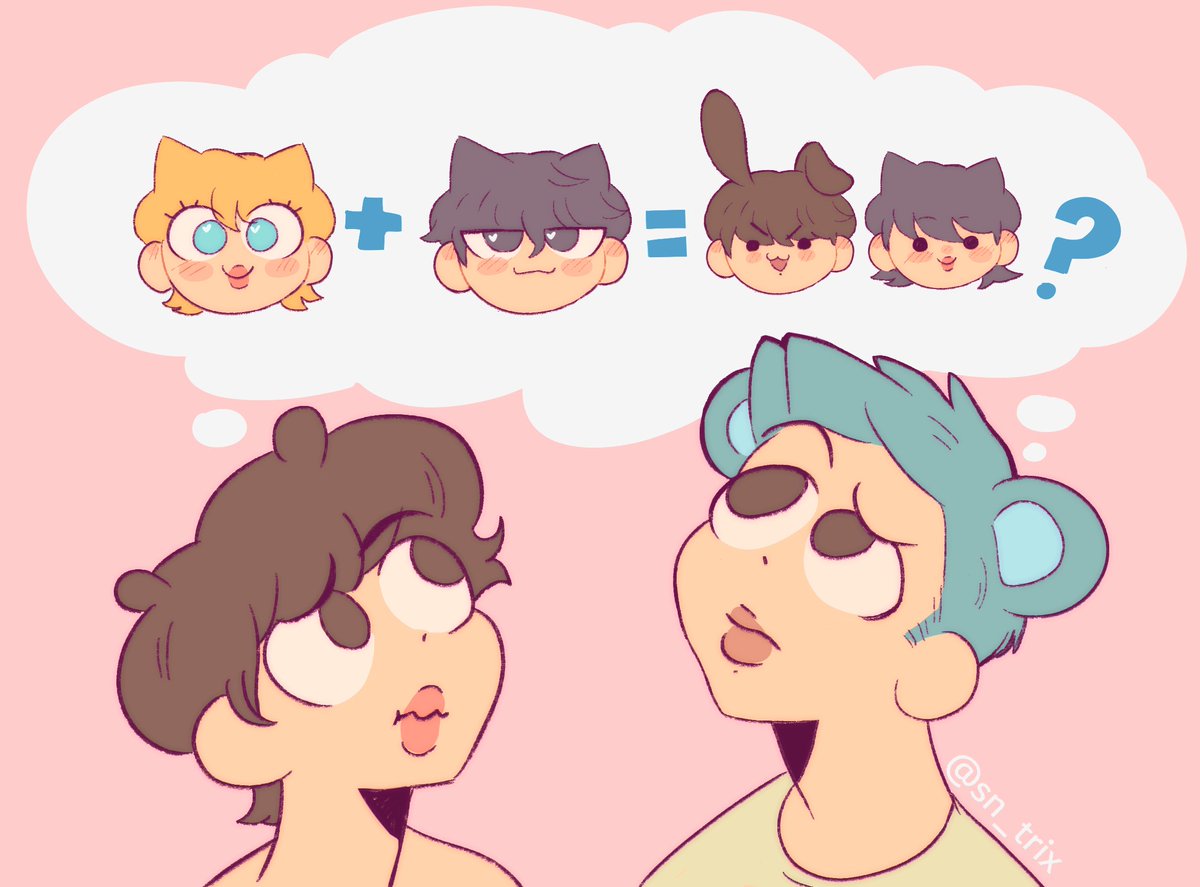 multiple boys brown hair blonde hair ? thought bubble black hair animal ears  illustration images