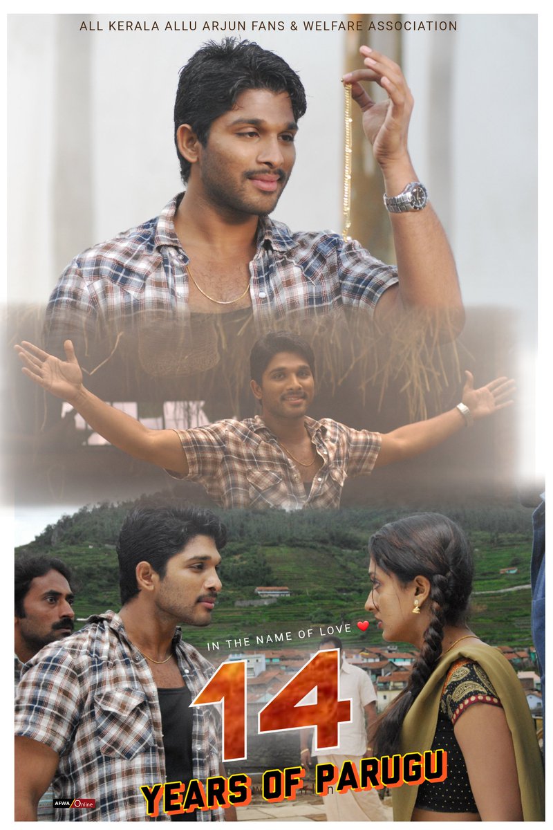 afwa_online's tweet photo. Celebrating 14 Years of The  Icon StAAr #AlluArjun's Super Hit Movie #Parugu

It's not Movie, It's an Emotion for Us ❤

Thank You @alluarjun &amp; Entire Team Of Parugu. For giving us an unforgettable evergreen Movie!!🥰

#14YearsForParugu https://t.co/FKu1g9tfuN