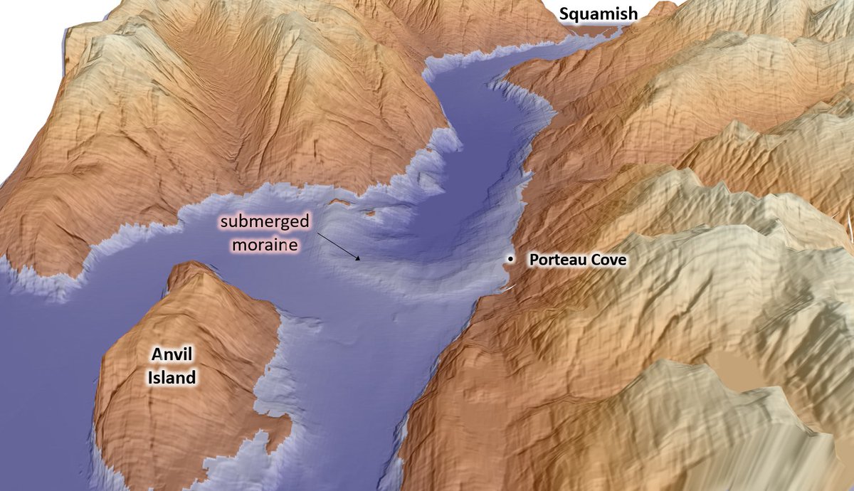 Howe Sound: submarine terminal moraine hidden in the ocean #rayshader #3DMaps #topobathy #gis #terrain