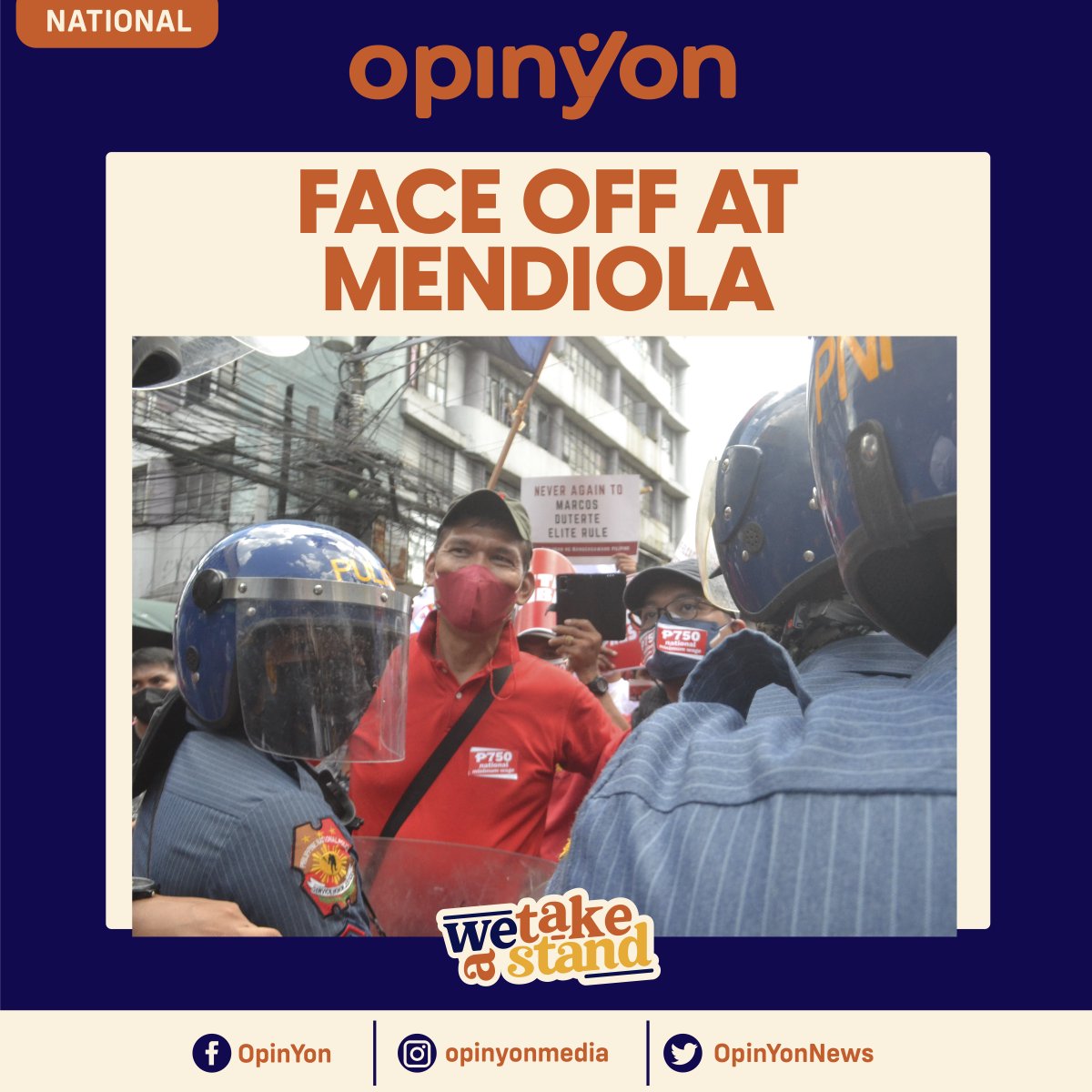 OpinYonNews's tweet photo. Militant labor groups are barred by anti-riot police from Manila Manila from entering or occupying Mendiola bridge to hold protest actions today, Labor Day.
https://t.co/cKU01JHigc
#LaborDayPh #Opinyon #WeTakeASTand https://t.co/IatjQj6t4u