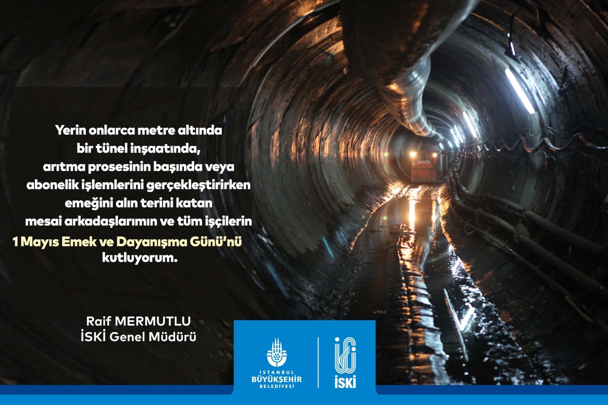 Yerin onlarca metre altında bir tünel inşaatında, arıtma prosesinin başında veya abonelik işlemlerini gerçekleştirirken emeğini alın terini katan mesai arkadaşlarımın ve tüm işçilerin #1Mayıs Emek ve Dayanışma Günü'nü kutluyorum.