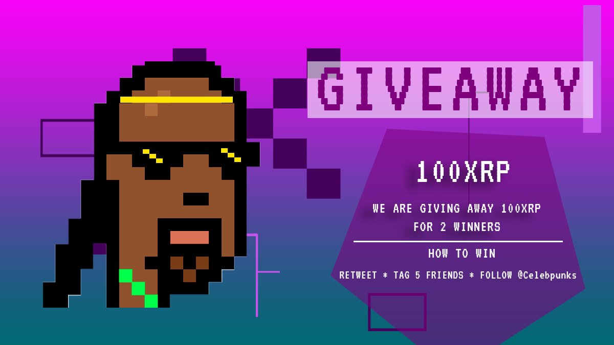 CelebPunks XRPL (@punkceleb) on Twitter photo 🥳CELEBPUNKS GIVEAWAY 100XRP🥳
🔥2 winners 50XRP each
YOU MUST:
✅Follow
<a href="/PunkCeleb/">CelebPunks XRPL</a>
✅Tag 5 friends
✅Like and Retweet
📢Ends 90hrs 🥳CELEBPUNKS GIVEAWAY 100XRP🥳
🔥2 winners 50XRP each
YOU MUST:
✅Follow
<a href="/PunkCeleb/">CelebPunks XRPL</a>
✅Tag 5 friends
✅Like and Retweet
📢Ends 90hrs