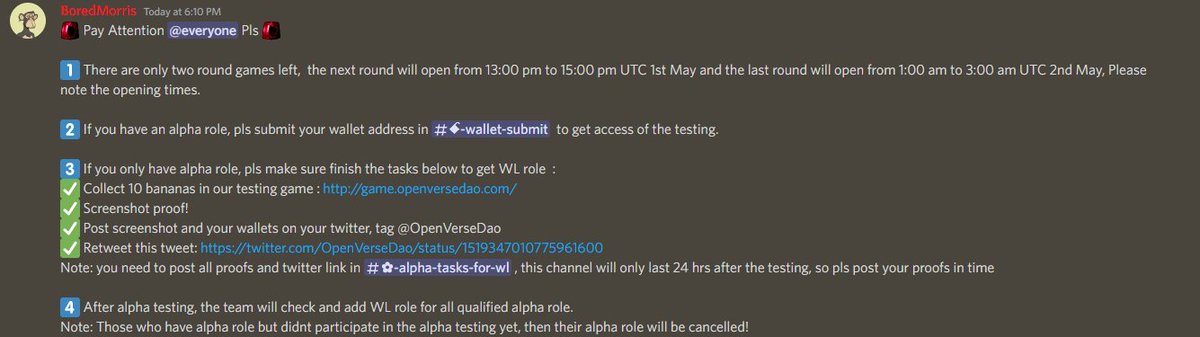 The #OpenVerse alpha testing has only two rounds left🔥
Thanks for all the alpha testers' suggestions, your voice really matters🙏
Kindly check the announcement to make sure you qualified the wl role: discord.gg/openversedao

#Web3 #ALPHA #Metaverse #OpenVerse #SocialFi