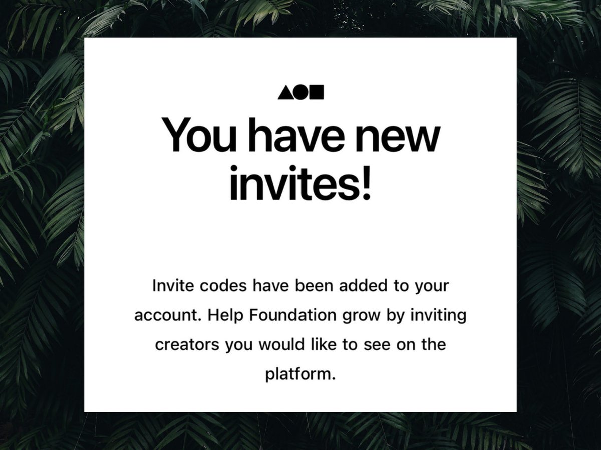 ⭕️ Okay family, I have 10 #FoundationInvite and I'm ready to share with the artists! 

— Follow me 
— Drop your art 
— Make a retweet 

Every day I will choose a few people and give invites 💌

#NFTphotographers #nftphotographer