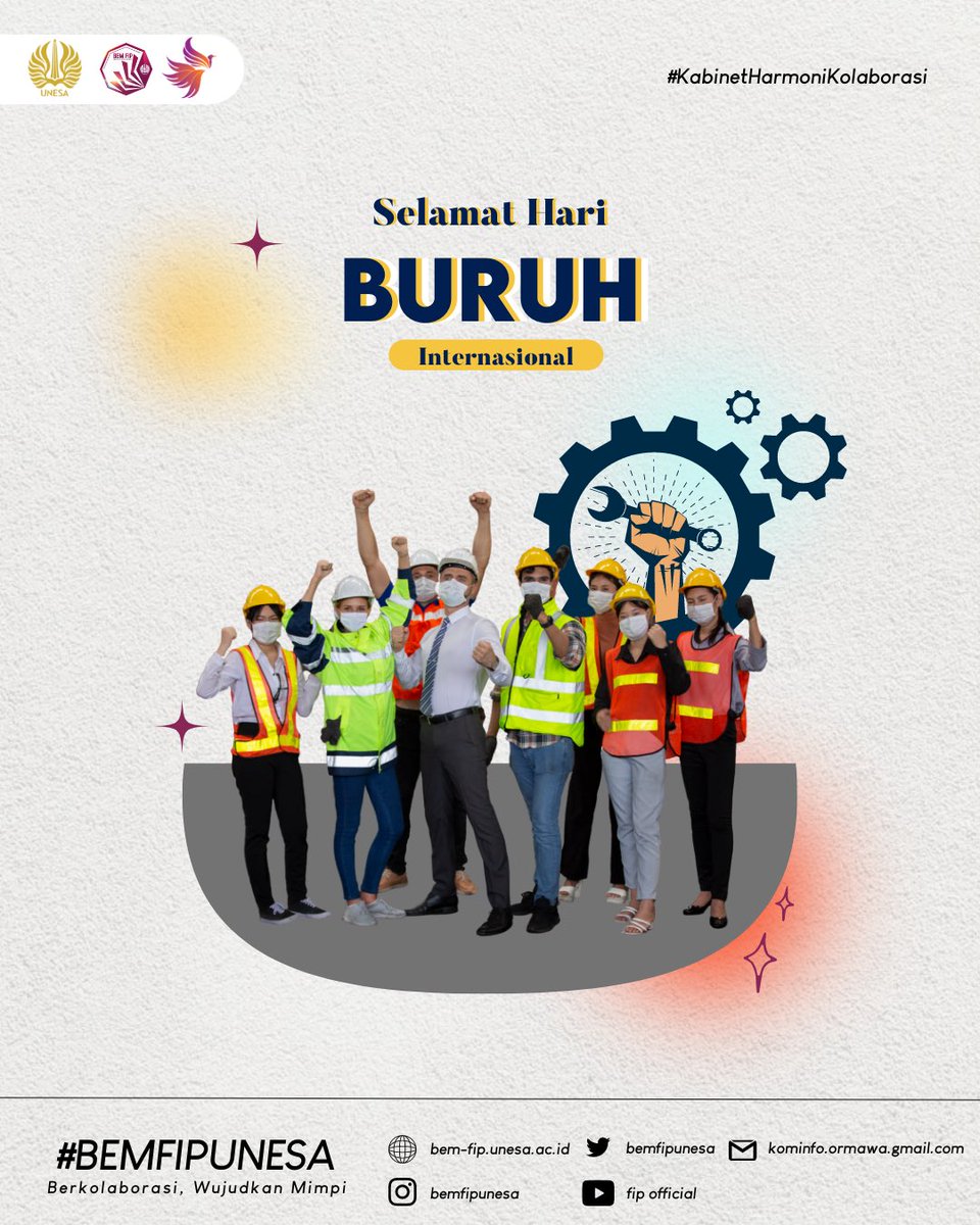 Halo warga FIP Universitas Negeri Surabaya✨

Selamat Hari Buruh Sedunia...

Buruh bukanlah hanya sebuah pekerjaan. Namun, menjadi sebuah denyut nadi dan landasan bagi bangsa. Terima kasih untuk kerja kerasnya dan dedikasi serta semangat untuk membangun bangsa✨

#BEMFIPUNESA