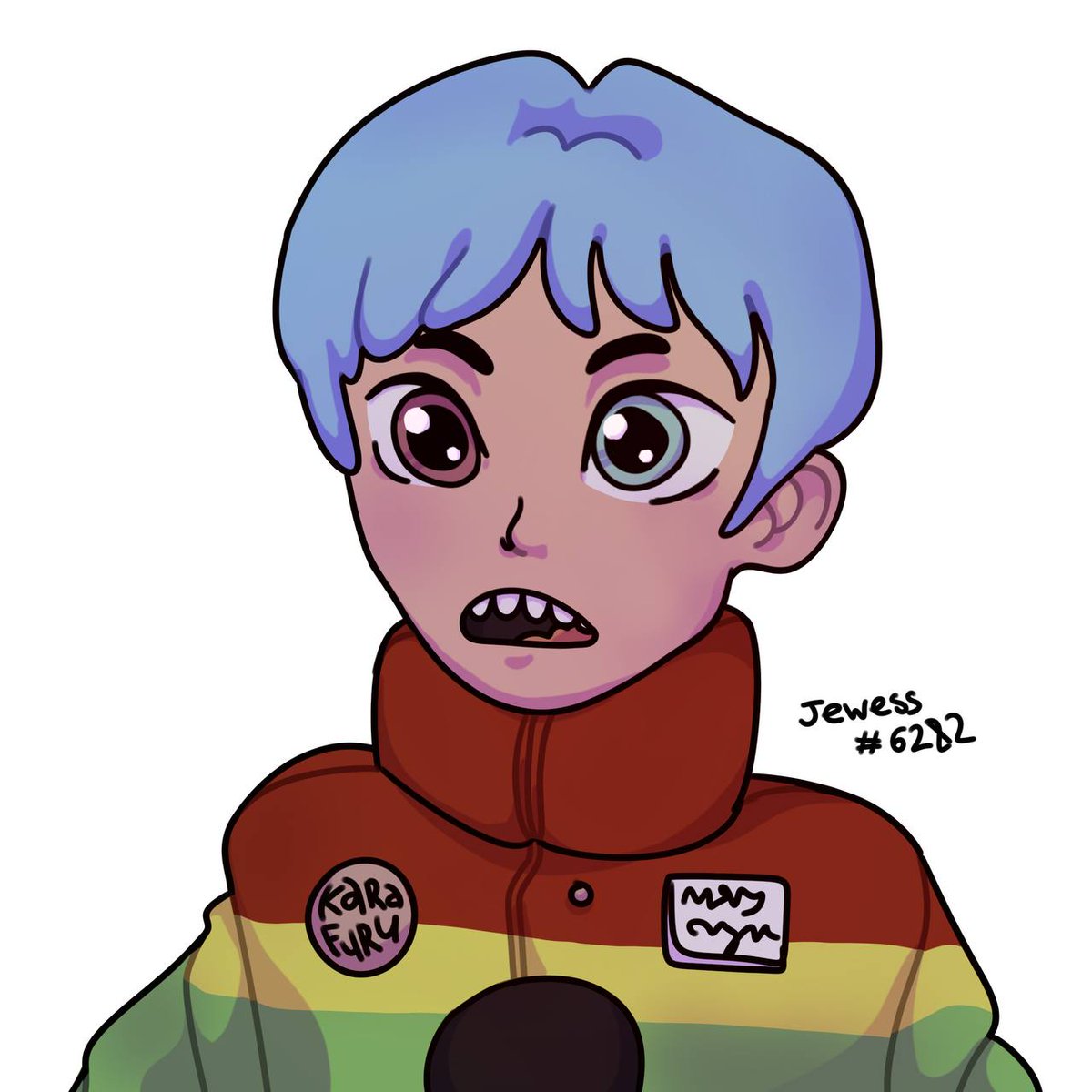 I want you to look at my <a href="/KarafuruNFT/">Karafuru</a> boy!
This is my third art and I'm not going to stop ❤️💛💚💙💜