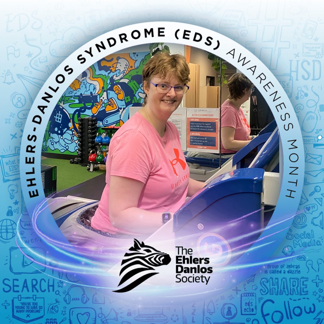 GolfsavedKirsty's tweet photo. Today is the start of Ehlers Danlos Syndrome awareness month. In the photo below I’m using the Alter G treadmill, key to increasing endurance. #altergtreadmill #edsawareness #Golf #endurance #strengthening #golflife #allabilitiesgolf #myhappyplace https://t.co/jEPcALe9BO