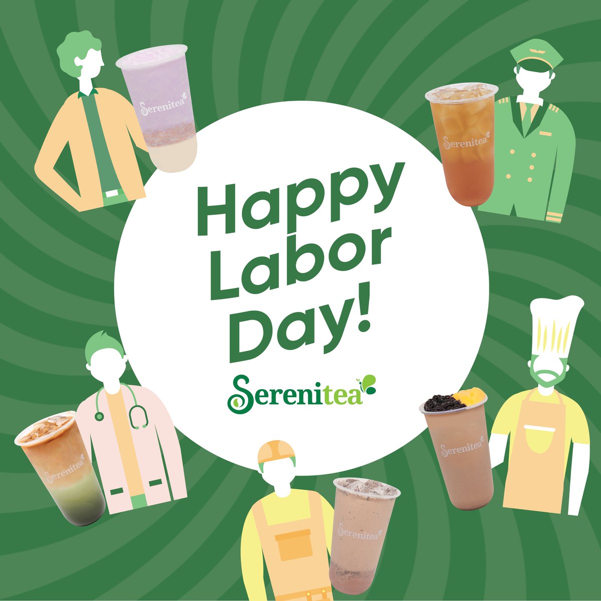 iloveserenitea's tweet photo. Today we celebrate every Filipino worker 💪🏻 Happy Labor Day! 🇵🇭💚
#SereniteaPH
#HaveAMomentOfSerenitea
#milktea #drinkstagram #drinkstime #milktealover #milkteaaddict #bubblemilktea #milkytea #explorephilippines #discoverphilippines https://t.co/WrVRTxJZqD