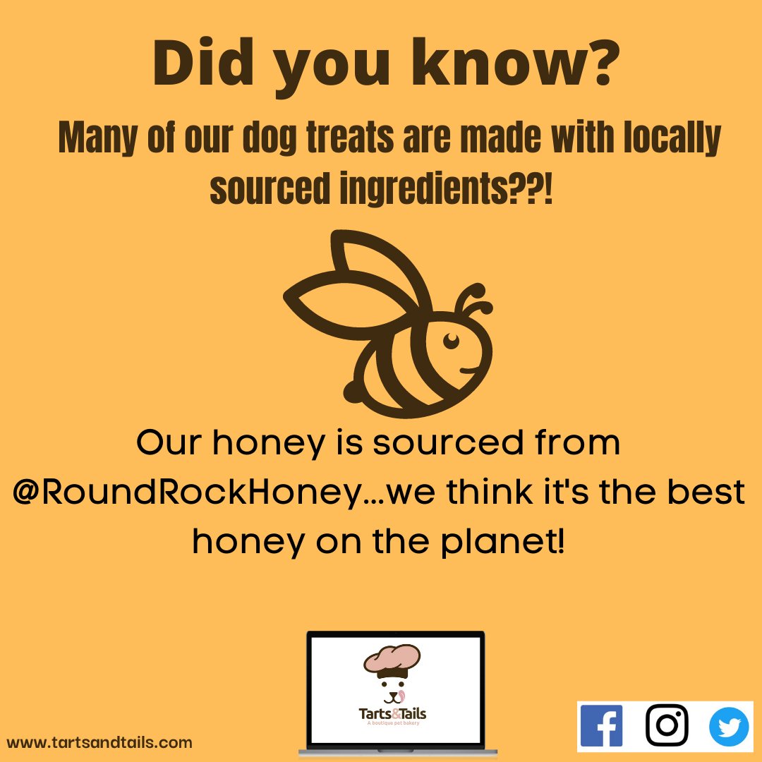 When we can, we try to shop local! For honey, we love using @roundrockhoney in our dog treats!! Yummmo!!!   #dogsoftwitter  #doglife  #dogmom 
@roundrockhoney  
🐶🐝🐝
