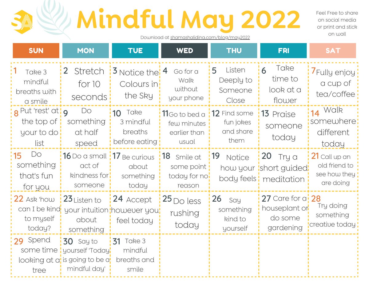 Life can be difficult. How can we be more mindful and kind to ourselves and each other in simple ways?

Join me for Mindful May and take time to be kind and curious 😊

shamashalidina.com/blog/may2022 #MindfulMay #Mindfulness