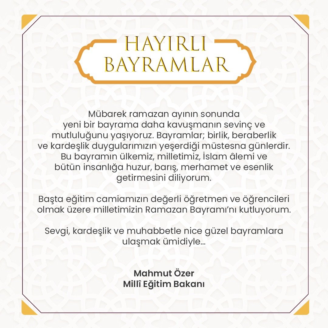 Bakan Özer’in Ramazan Bayramı Mesajı

“Başta eğitim camiamızın değerli öğretmen ve öğrencileri olmak üzere milletimizin Ramazan Bayramı’nı kutluyorum.”

👉 meb.ai/KyTv08