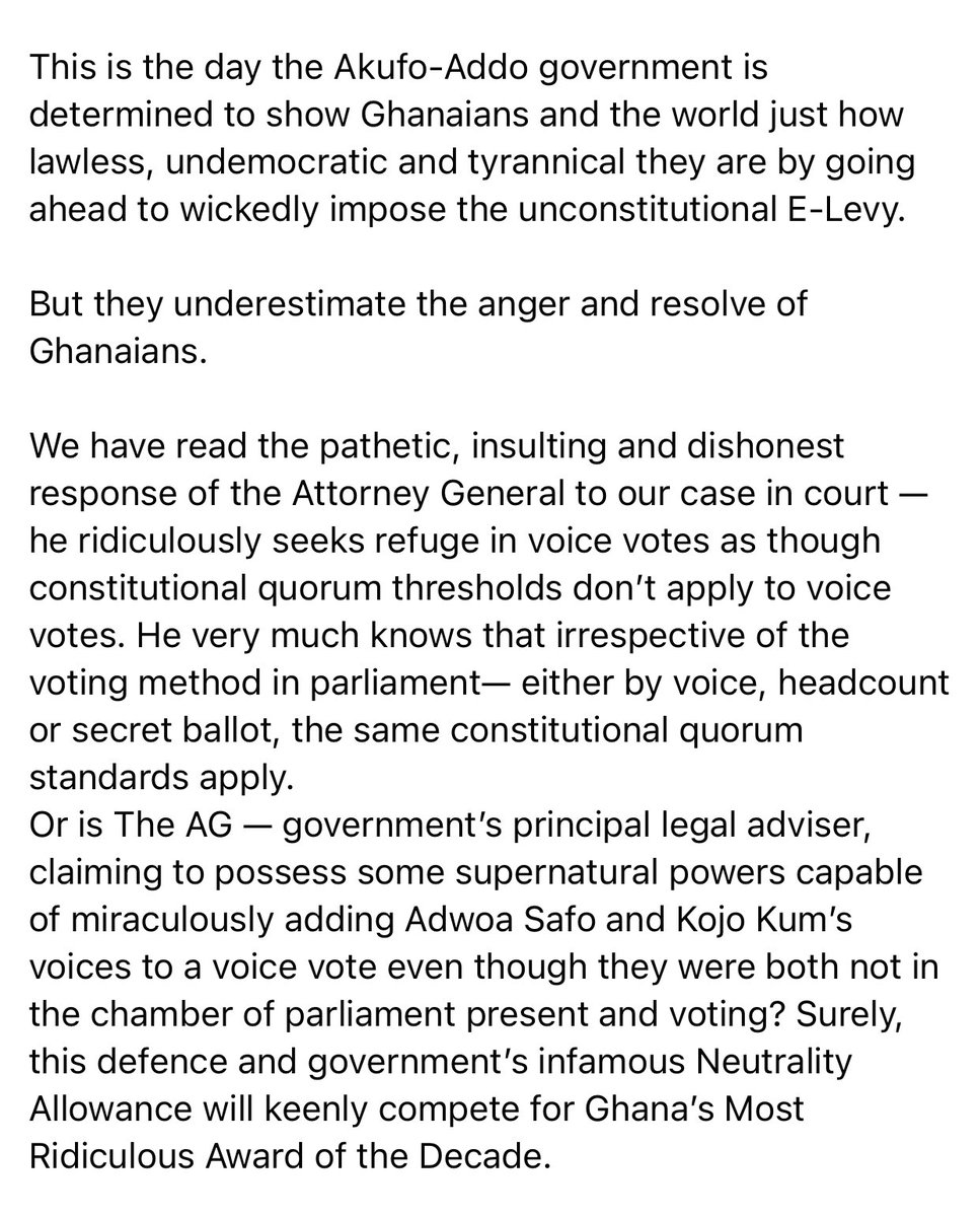 S_OkudzetoAblak's tweet image. Unconstitutional E-Levy imposition— governmental lawlessness and tyranny shall be defeated!