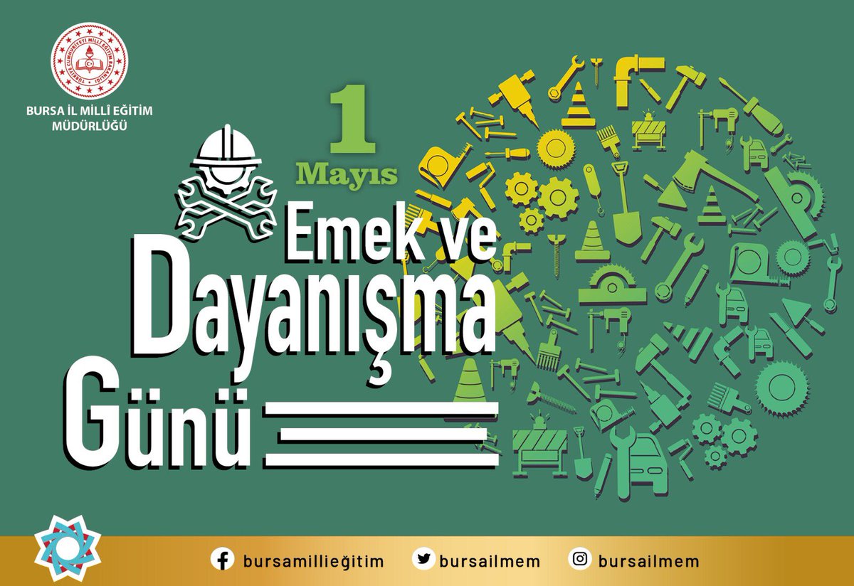 Emeğin, emektarın, alın terinin, dayanışma ve yardımlaşmanın günü olan 1 Mayıs Emek ve Dayanışma Günü kutlu olsun.
#1mayıs #emek #dayanışma 
#ŞehitHüseyinAkyüzMTAL 
@bursailmem @serkangur_bursa <a href="/niluferilcemem/">Nilüfer İlçe MEM</a> @SelamiAHN5 <a href="/hosabbursa/">Hasanağa OSB</a>