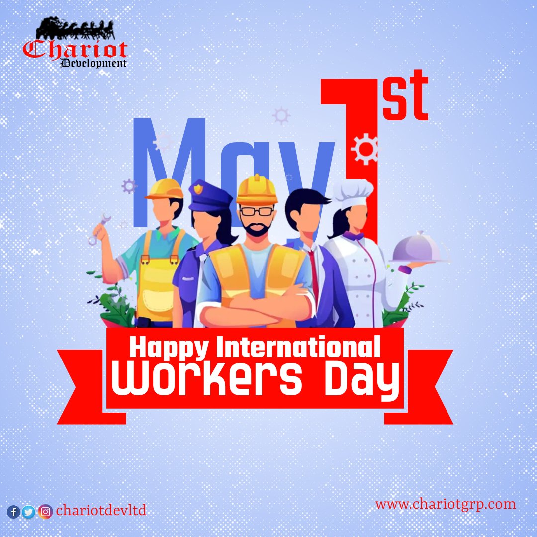 ChariotDevLtd's tweet photo. We would like to take this opportunity to appreciate the workers in every field.
And specially thank all Chariot Staff, thank you for your commitment and dedication
Happy International Workers Day
#workersdaywishes #labourday #workersday #workersday2022 #Mayday #chariotdevltd https://t.co/XirTsfSkVH