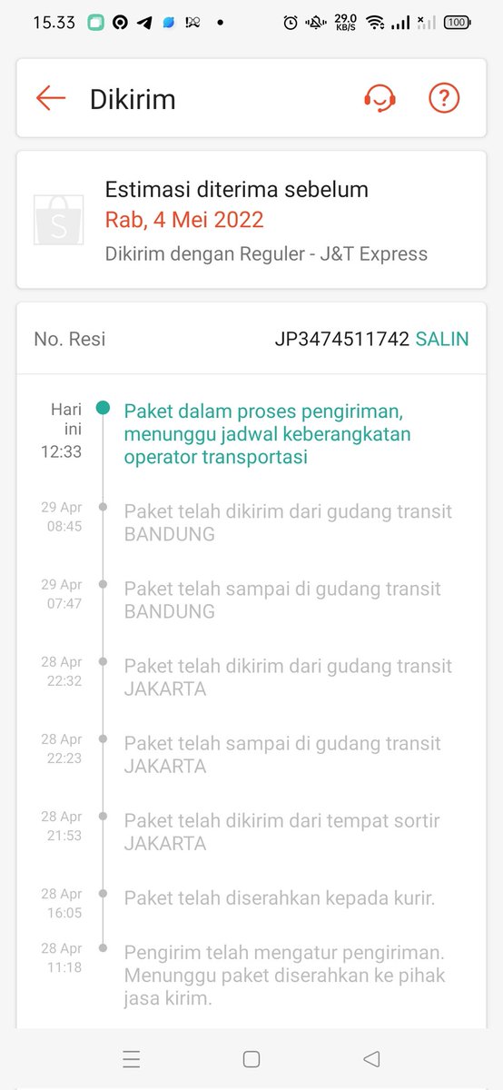 iicelilin's tweet photo. @jntexpressid min bantu proses udh 3 hari ga nyampe nyampe https://t.co/qaQ3LTCv1P