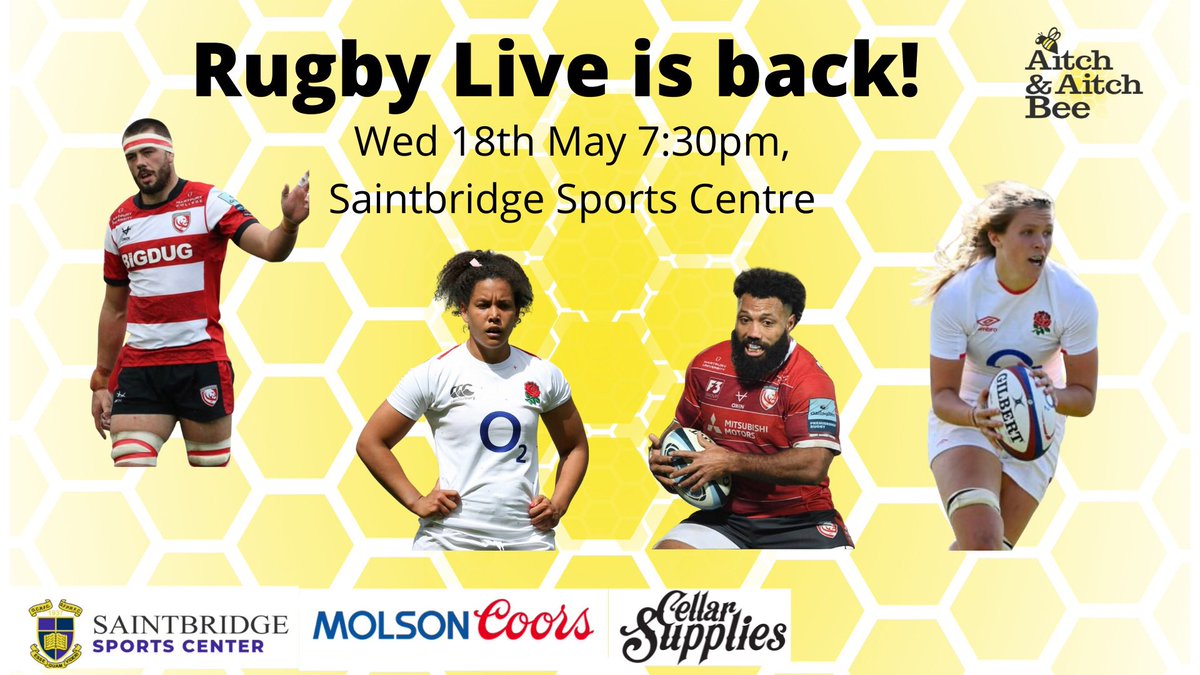 AitchandAitchBe's tweet photo. After a day like yesterday for @gloucesterrugby & a #grandslam for #EnglandRedRoses why wouldnโt you join us for the return of #RugbyLive @saintbridge_SC on May 18th with @LewisLudlow94 @zoealdcroft_ @jfordrob and @TatyanaHeard12
Tickets available here: https://t.co/qx5UvESOgo https://t.co/6VNbNQ0xTk