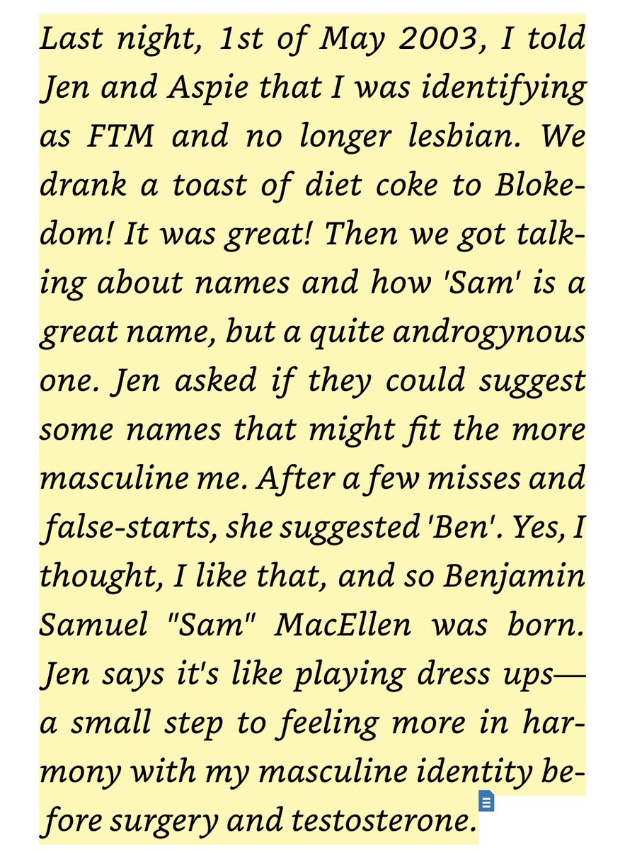 Today, the 1st of May,  is a special date for me. It’s the day - 19 years ago - that I first disclosed I was transgender and chose my name - Ben. Excerpt from #ACutCloserToWhole benmacellen.com/book/ #transman #transitioning #transgender #transstories