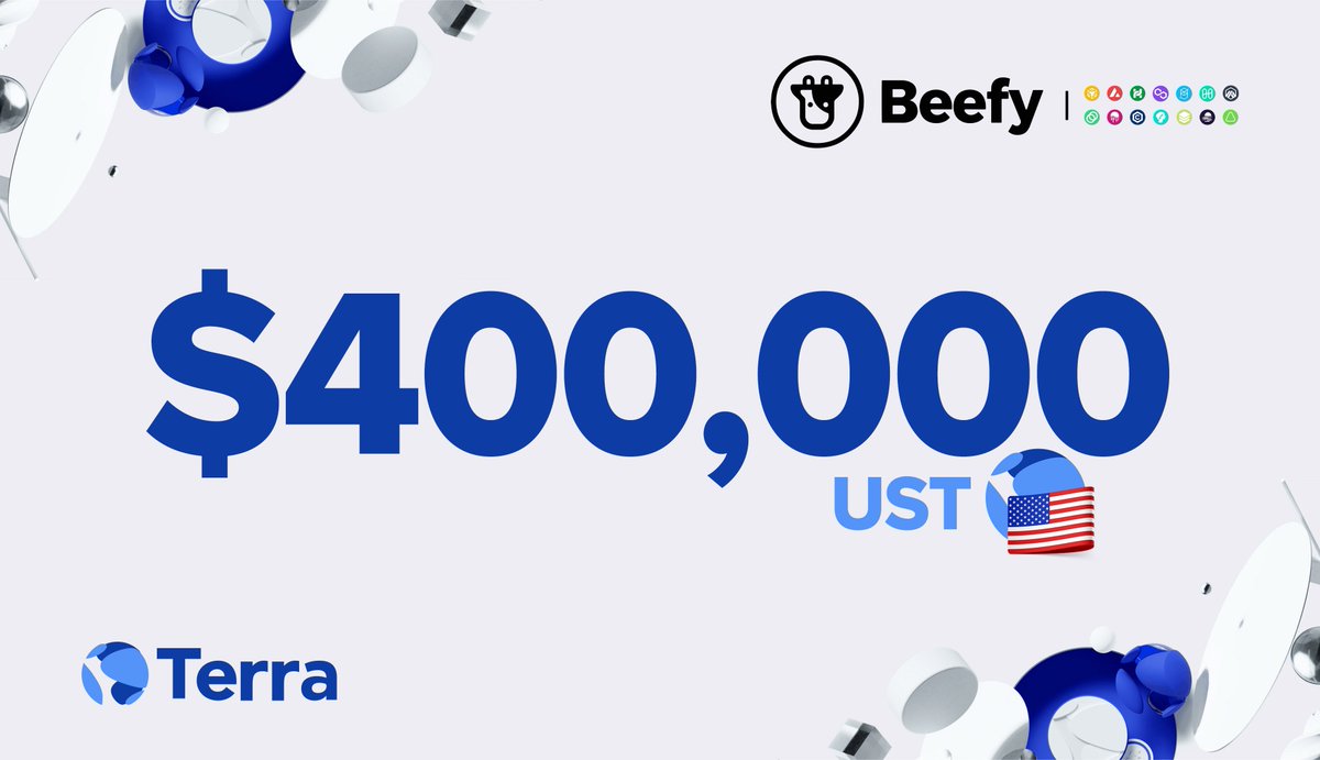 Beefy (@beefyfinance) on Twitter photo Terra Proposal Number 1025 passed! π
Big thanks to <a href="/terra_money/">Terra π Powered by LUNA π</a> and everyone who voted to support Beefy!
This means Beefy just received $400,000 to incentivize $UST adoption across 14 different chains.
πΈ station.terra.money/proposal/1025
Have you moved your #stablecoins to Beefy? Terra Proposal Number 1025 passed! π
Big thanks to <a href="/terra_money/">Terra π Powered by LUNA π</a> and everyone who voted to support Beefy!
This means Beefy just received $400,000 to incentivize $UST adoption across 14 different chains.
πΈ station.terra.money/proposal/1025
Have you moved your #stablecoins to Beefy?