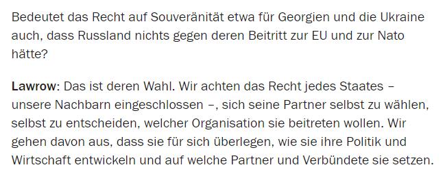 nexta_tv's tweet photo. In 2005, #German newspaper @handelsblatt asked Sergei #Lavrov what he thinks about a possible #NATO membership of #Ukraine. He replied: "It is their choice. We respect the right of every state - including our neighbors - to choose its own partners". https://t.co/Kd0r4JFKoj