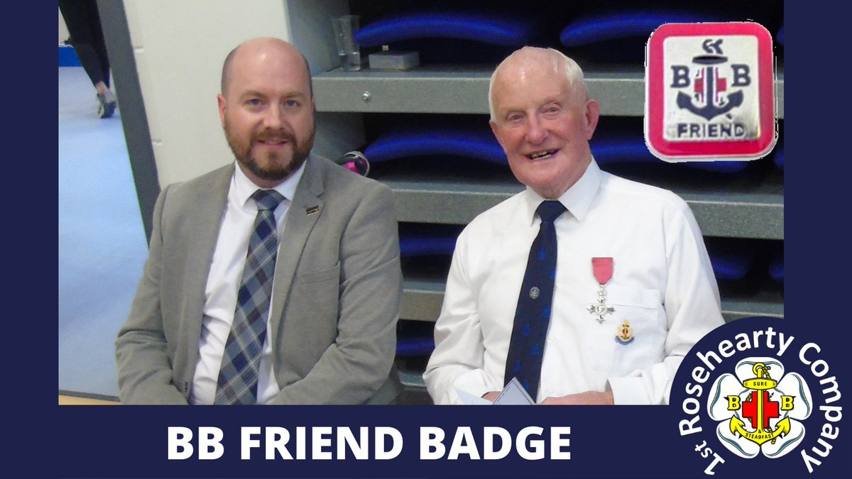RoseheartyBB's tweet photo. The Company was delighted to present Mr Mike Taylor (left) with a BB Friend Badge! Mike is Head Teacher at @RoseheartySch and has always been a great support to our Company. We are particularly grateful for his help during the pandemic! #BoysBrigade #LearnDiscoverGrow https://t.co/SS86RnEIQw
