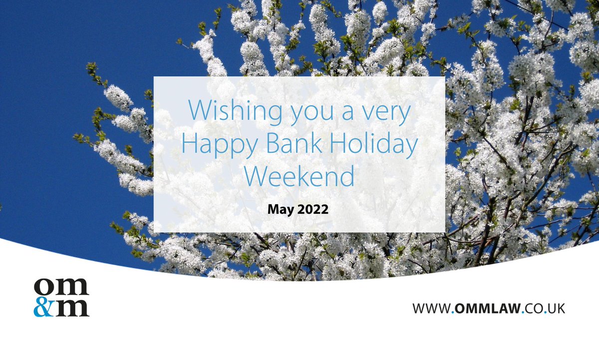 ommlaw's tweet photo. Wishing our OM&M friends and colleagues a happy May Bank Holiday weekend.
During May we’ll be sharing our expert advice on Probate, one of our specialist areas here at OM&M.
#probate #may #bankholidayweekend #leightonbuzzard #bedfordshire #probateservices #omm https://t.co/J3VfWnYSlc
