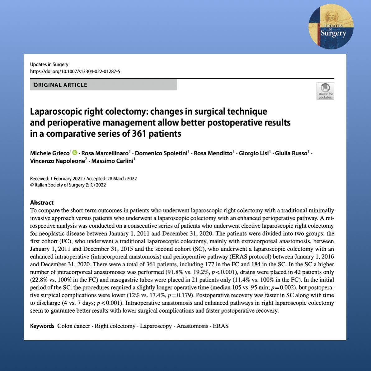 UpdatesSurgery's tweet photo. Minimally invasive procedures have undergone significant developments and have become the technique of choice, even with challenging resections

Full article https://t.co/Yb595JGeog https://t.co/oYVYsRuytH