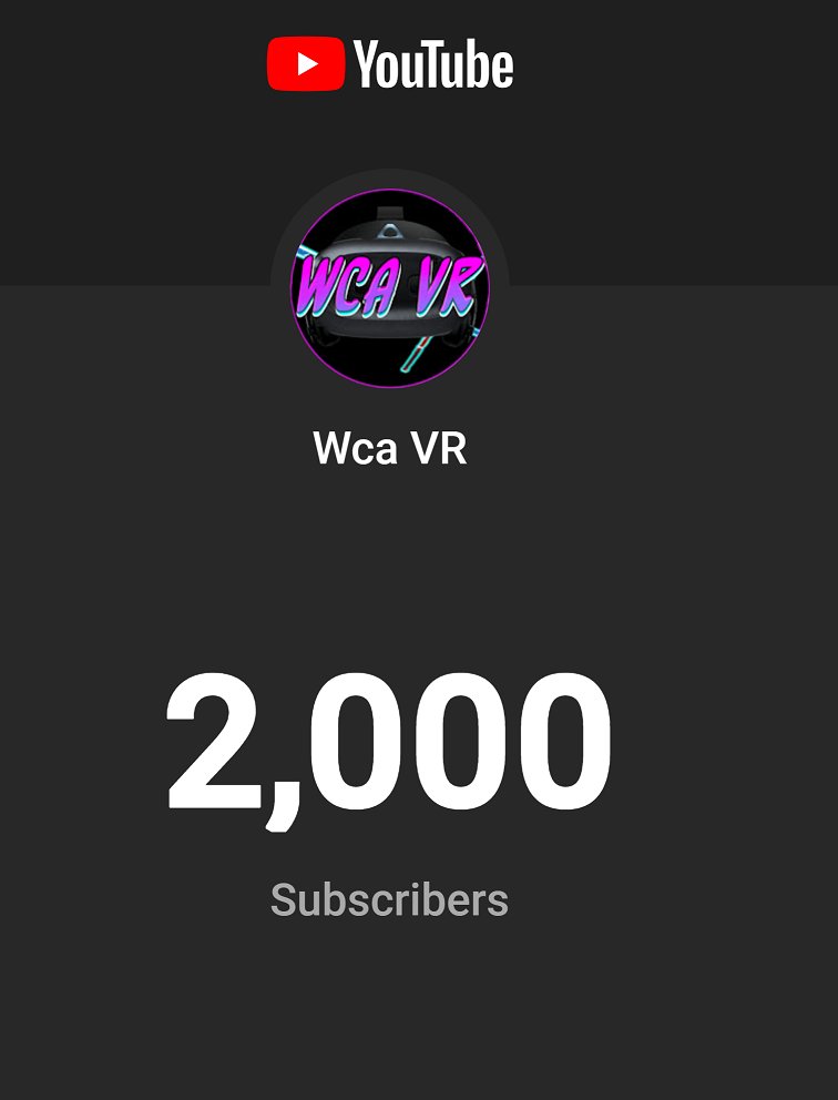 WcaVR's tweet photo. WOOP!
THANKYOU!!!!!!
😻🥰😘
#celebrate #2000subs #YouTube #VR #BeatSaber https://t.co/UO0OD6fCeS