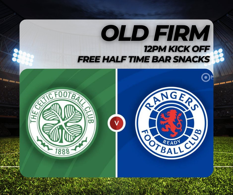 NewburghInn's tweet photo. 🟢 Celtic vs Rangers 🔵

📢 Last old firm of the season! 

⏰ 12:00 kick-off

🆓 Free half time bar snacks 

Happy Sunday everyone ☺️

#oldfirm #celtic #rangers #sundayfootball #newburghinn #newburgh https://t.co/drGYLeZ1EJ