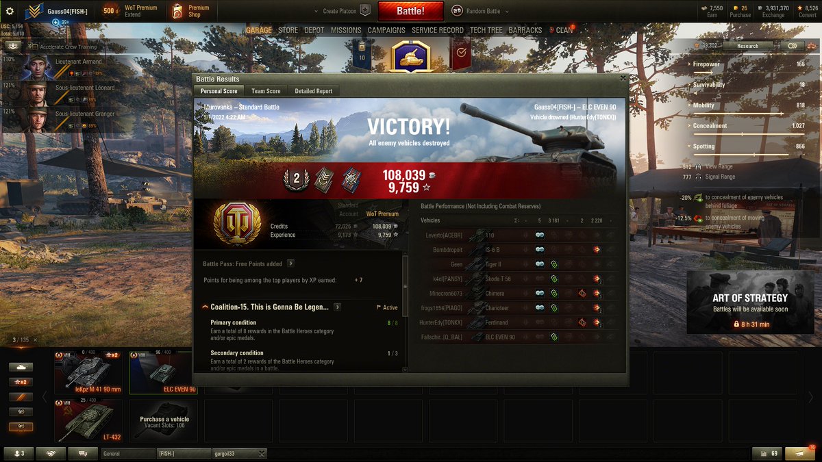 MathgasmNet's tweet photo. @worldoftanks @Jambijon1 IGN: Gauss04
Vehicle:  ELC even 90
Base XP:  1066
Server:     NA
ELC is my favorite tier VIII light since its so hard to see. https://t.co/eFbVGIBwKw