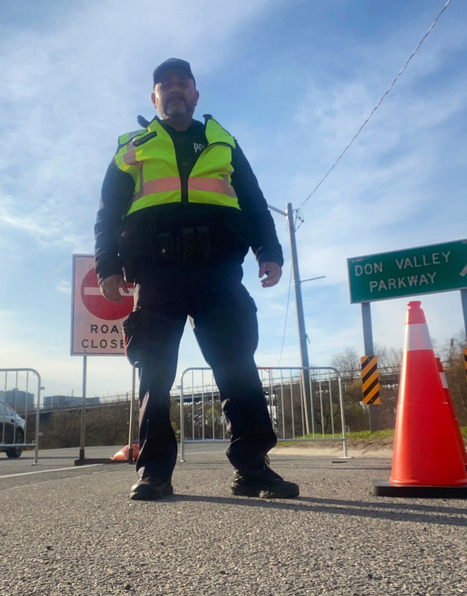 Sometimes no matter how many signs and traffic cones you set up for a road closure, there's always the one who thinks it doesn't apply to them. 
Charged for no common sense. Common sense isn't so common anymore. 
#PappysTips #Roadclosure #Toronto #marathon #Traffic