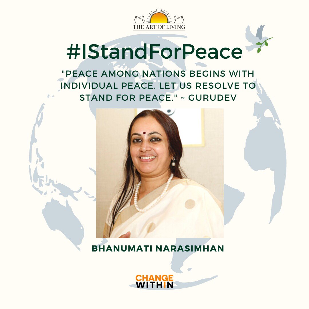 Bhanujgd's tweet photo. “Peace among nations begins with individual peace. Let’s resolve to stand for peace” @SriSri #IStandForPeace https://t.co/xJjNAG2Tne