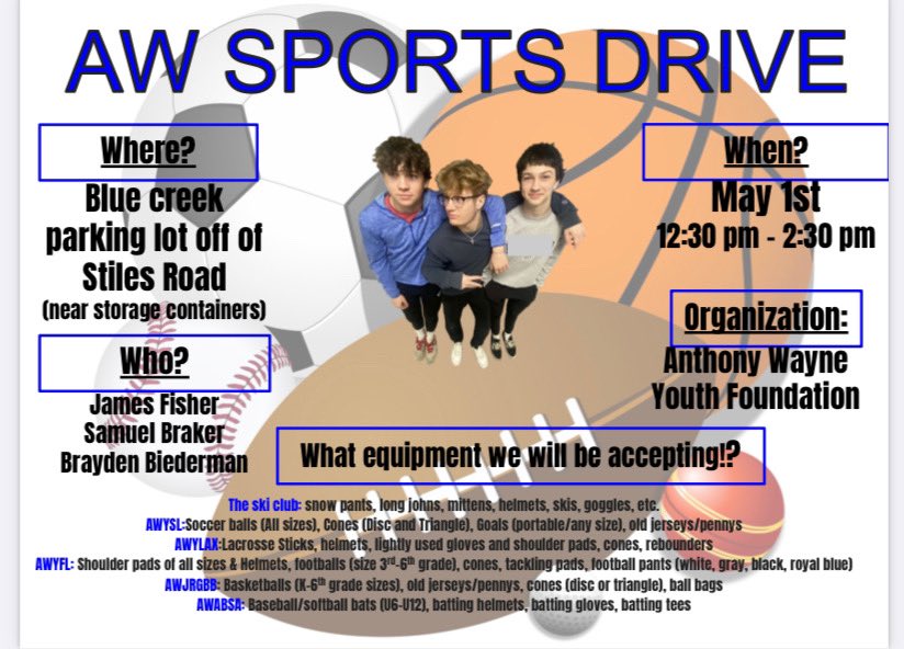 BrakerAllison's tweet photo. Today is the day. AW Sports Drive. 12:30-2:30. Blue Creek parking lot. @AWGenerals1 @JimFritzAW @JordanStrack @BrakerSam @13abc @WTOL11Toledo @AWHS_Baseball https://t.co/Hp1R1kTdH0
