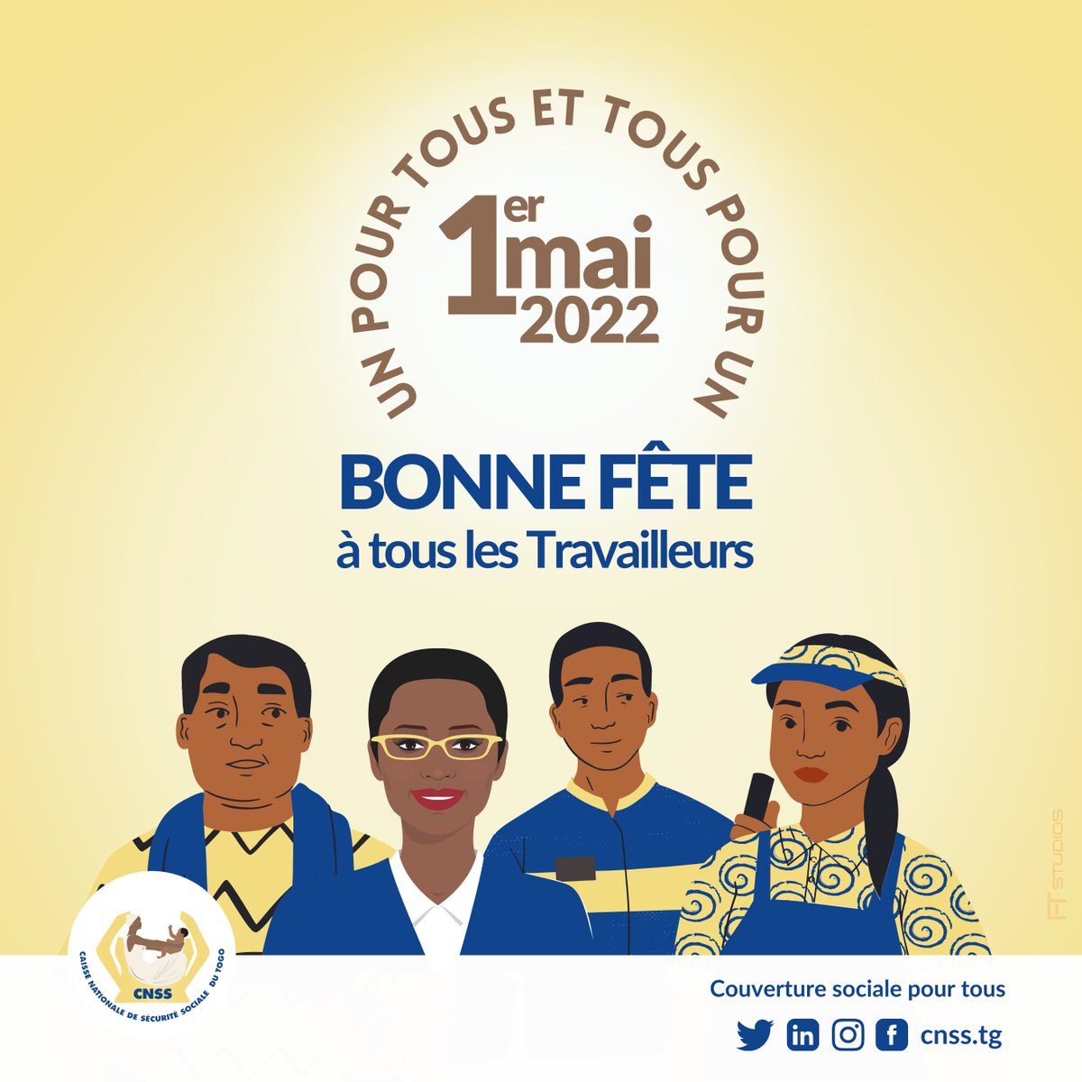 CNSSTG's tweet photo. C’est la fête du Travail!

Nous souhaitons à tous les travailleurs une excellente journée de célébration.

La CNSS, c’est un pour tous et tous pour un !

#CNSS  #LaborDay #CNSSTG #Togo https://t.co/3SfQhObGHq