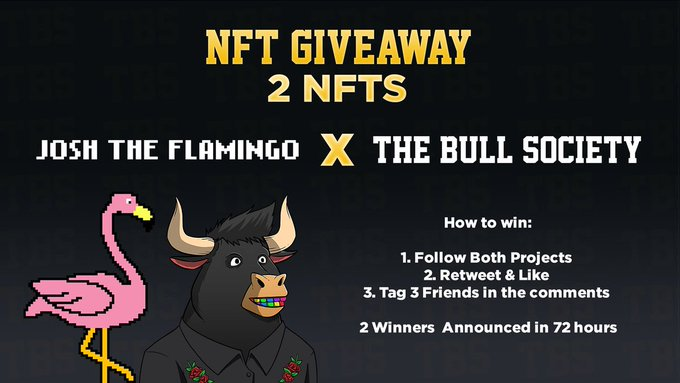 joshandfrenz's tweet photo. #BNB  NFT Giveaway 🎁

2 Winners!! 

Follow 
@Joshandfrenz

 + 

@TheBullSoc

RT + Like 
Tag 3 #NFT Friends

72 Hours

#NFTGiveaway https://t.co/duWl1AwN6r