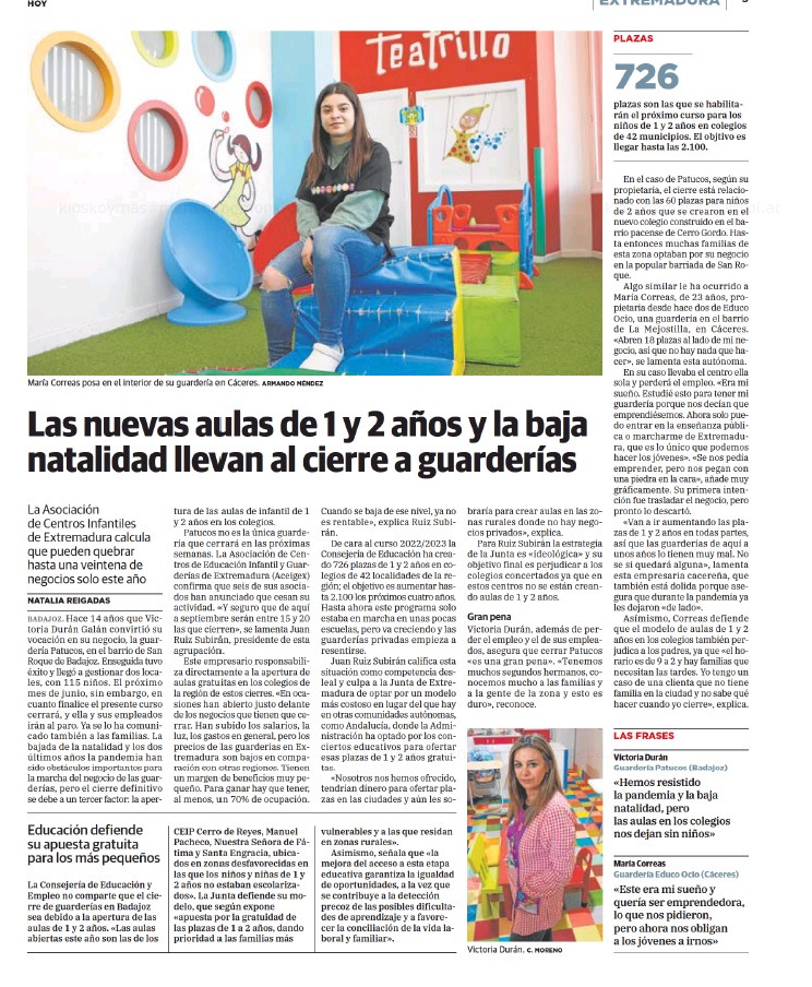 <a href="/InforCreex/">CREEX</a> apoya plenamente las demandas de <a href="/ACEIGEX/">ACEIGEX</a> 
 No es de recibo usar los presupuestos públicos para hacer competencia a la iniciativa privada, poniendo en riesgo, además de empresas y empleo, la conciliación
Un sistema de becas o conciertos sería mejor solución