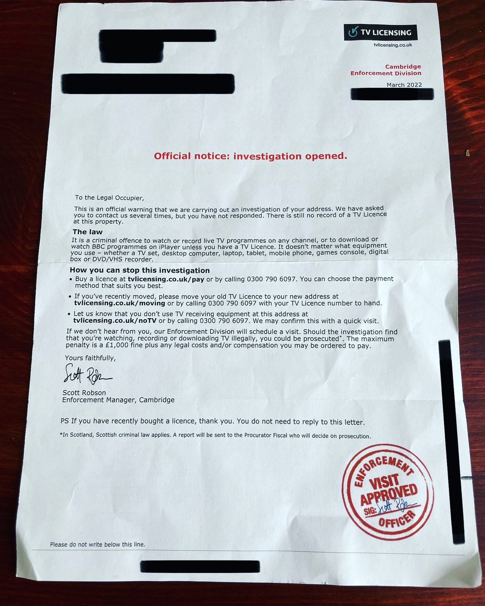 TV Licensing Letter Log (@tvlicensinguk) on Twitter photo 