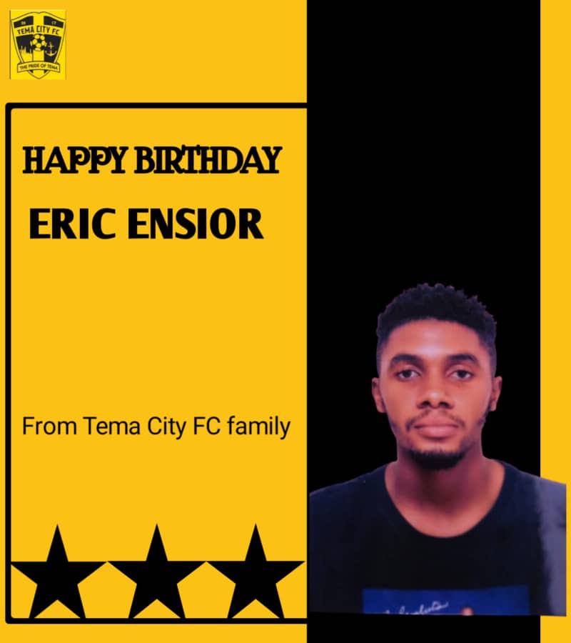 TemaCityFC's tweet photo. Happy Birthday Eric Ensior 
Leave your wishes for Eric below ❤💛🖤 #ThePrideOfTema #Temarians #TemaPeople https://t.co/Ydb3MbQIPa