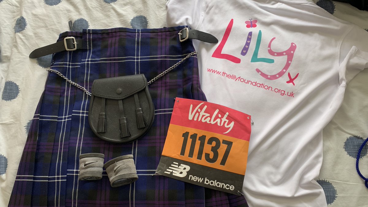 Andr3wSmith's tweet photo. Ki(l)t sorted for tomorrow when I'll be running through central London for @4LilyFoundation (minus the sporran. I tried it - too bouncy!). @London10K is the first of my two 10k London runs for Lily this month. 🏃‍♂️🏃‍♂️🏃‍♂️

You can learn more, and donate, here: https://t.co/M4J7mEj8u0 https://t.co/qko9jeBbN1