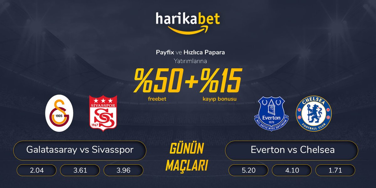 HarikaResmi's tweet photo. #Harikabet Günün Maçları

Galatasaray   ⚔️  Sivasspor
Everton    ⚔️   Chelsea

🔥 Payfix ve Hızlıca Papara Yatırımlarına %50 Freebet Fırsatı !

👉 https://t.co/ZxpSXGpmcL https://t.co/NZQpBMcIHy