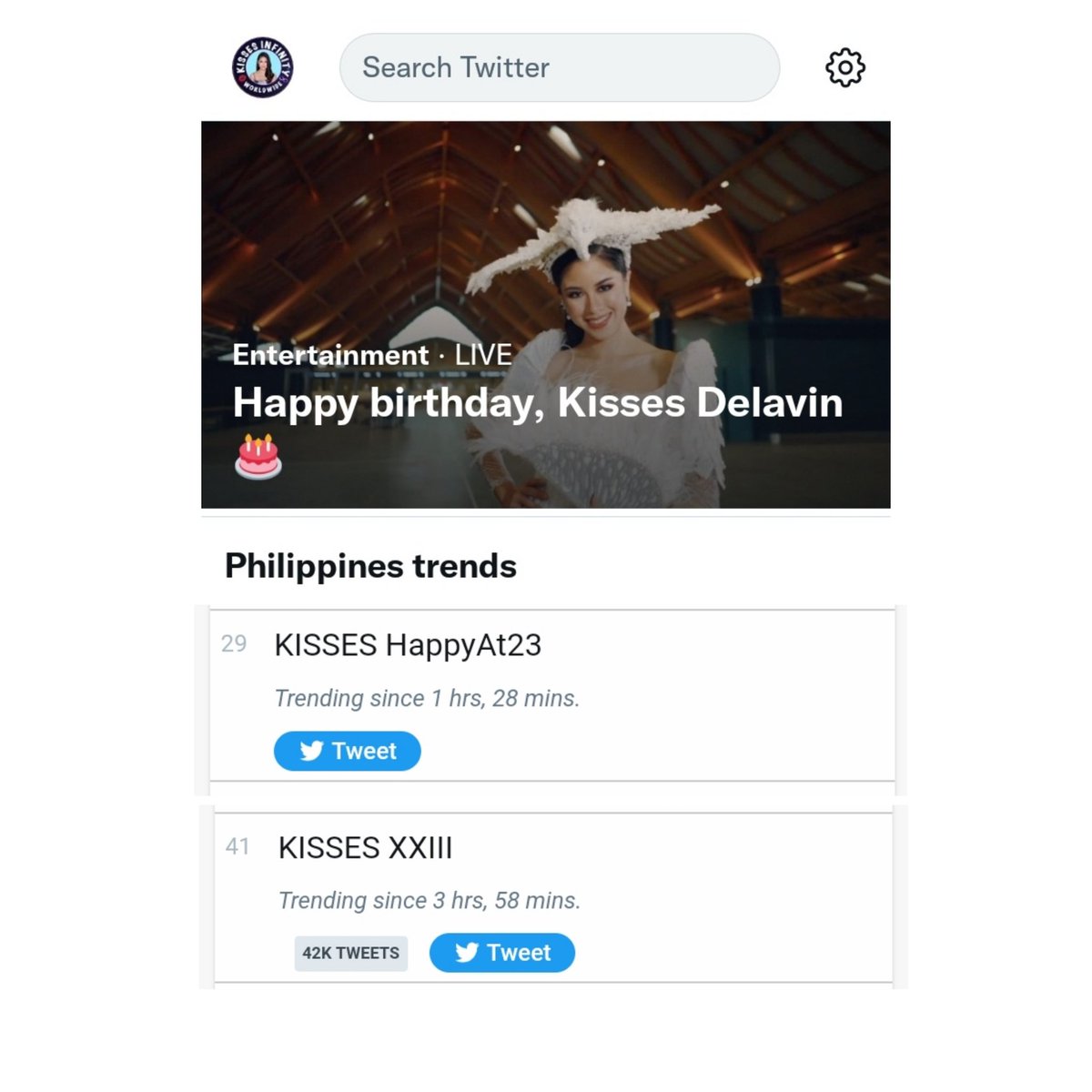 KissesInfinity_'s tweet photo. Trending Update Nationwide 

 Happy Birthday Kisses!

@KissesDelavin
KISSES HappyAt23

KISSES XXIII
#HappyBDayKIS23S https://t.co/ocaFdUOcMi