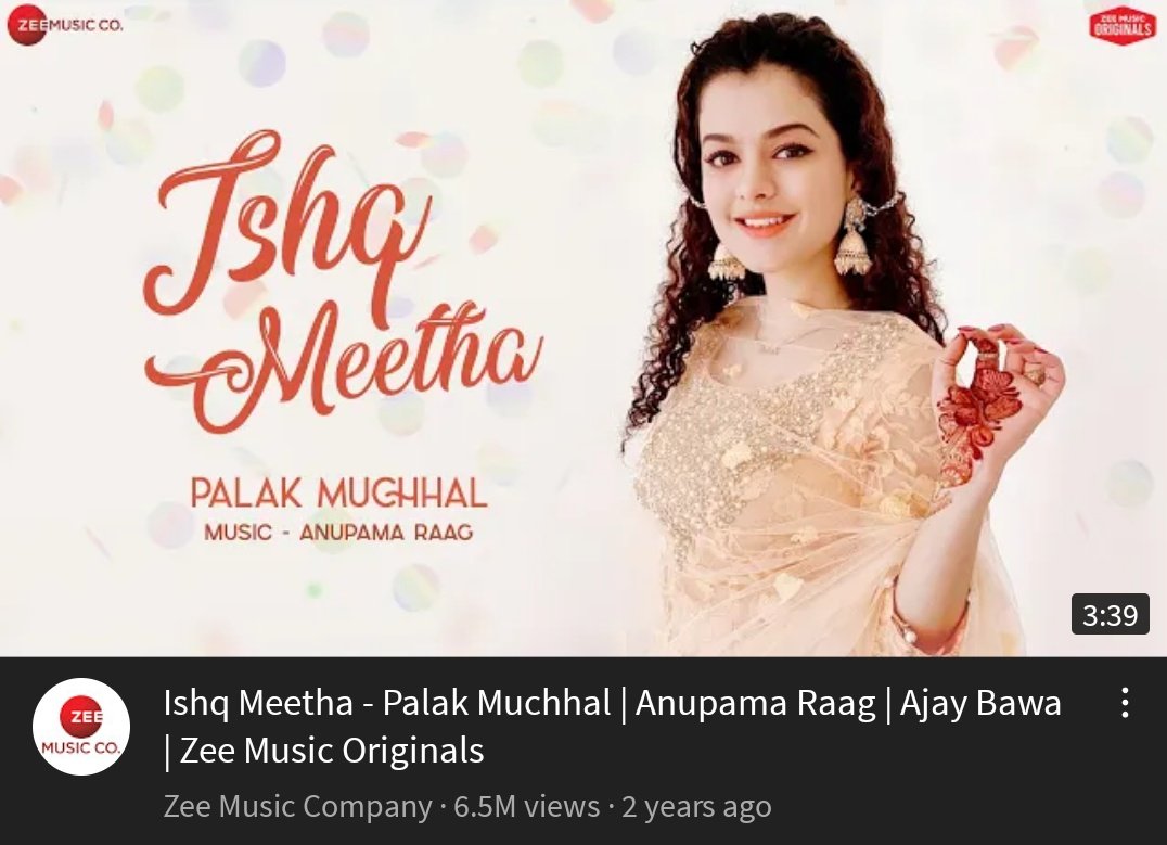 AND ITS 2 YEARS OF #IshqMeetha .. yayyy.. This is such a special song for all of us .. Her acting, her voice everything is just soo perfect. @palakmuchhal3 congratulations ❤️
