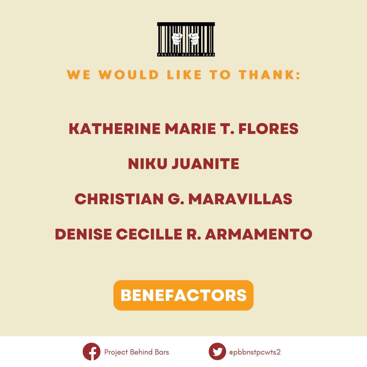 pbbnstpcwts2's tweet photo. We are extremely thankful for the following benefactors. You all exemplify a true servant spirit, helping grant persons deprived of liberty their right to humane treatment. Together, we are able to do so much more. #NoOneLeftBEHIND
#ProjectBehindBars https://t.co/7bfSvD2Scg